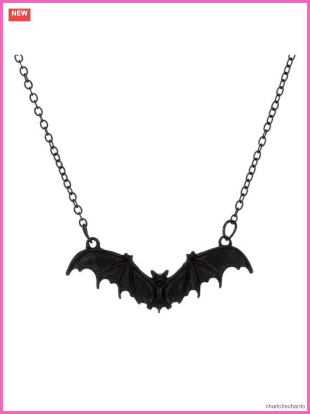 Gothic Bat Pendant Necklace Punk Mystic Wing Crystal Alloy Women Halloween